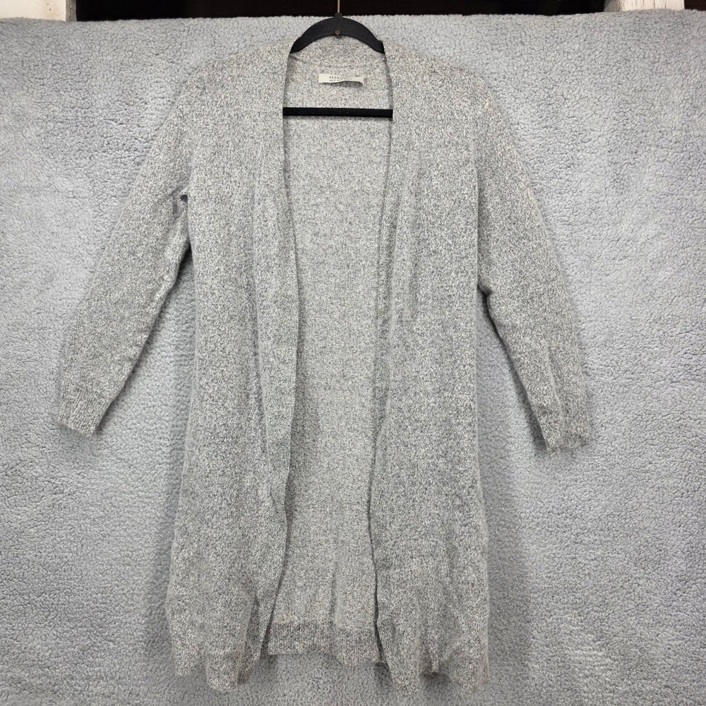 ALLSAINTS Halo Cardigan Light Grey Speckled Wool Blend Open Front Women US 4